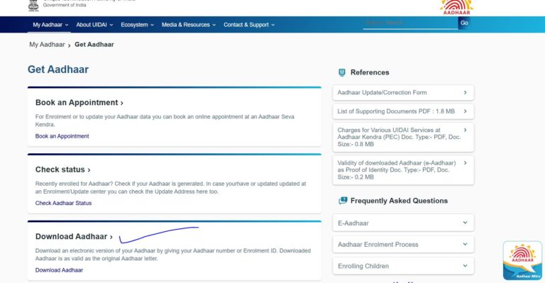 Aadhaar card download